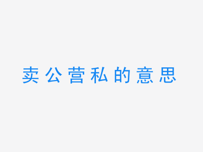 成语卖公营私的意思