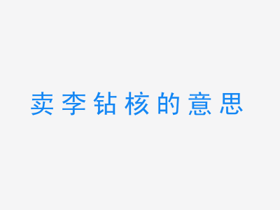 成语卖李钻核的意思