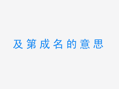 成语及第成名的意思