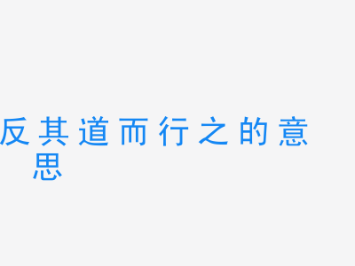 成语反其道而行之的意思