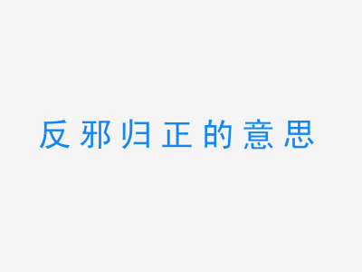 成语反邪归正的意思