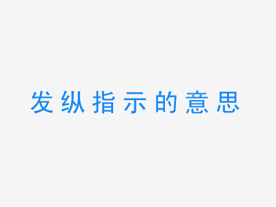 成语发纵指示的意思