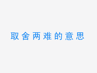 成语取舍两难的意思