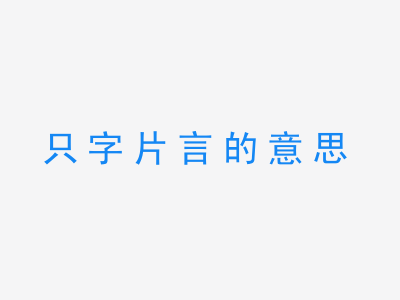 成语只字片言的意思