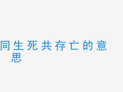 成语同生死共存亡的意思