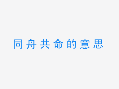 成语同舟共命的意思