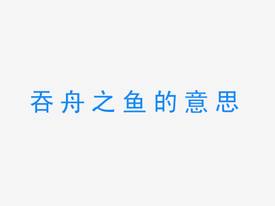 成语吞舟之鱼的意思