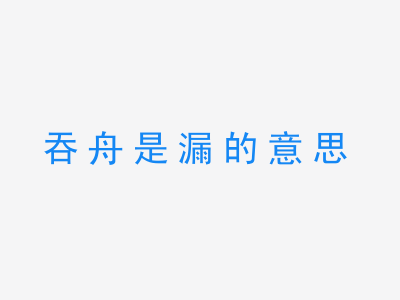 成语吞舟是漏的意思