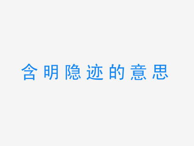 成语含明隐迹的意思