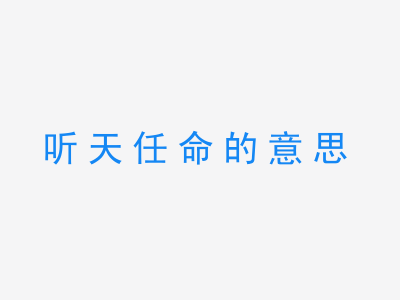 成语听天任命的意思