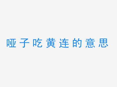 成语哑子吃黄连的意思