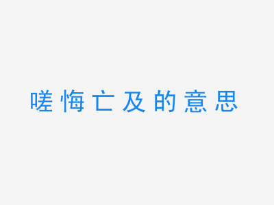 成语嗟悔亡及的意思