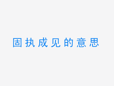 成语固执成见的意思