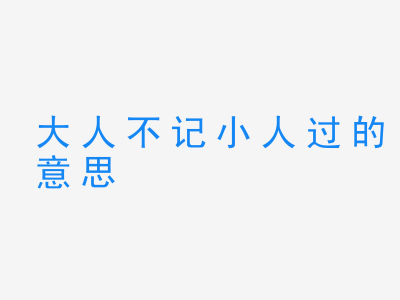 成语大人不记小人过的意思