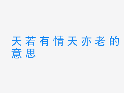 成语天若有情天亦老的意思