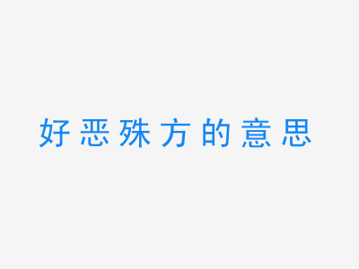 成语好恶殊方的意思