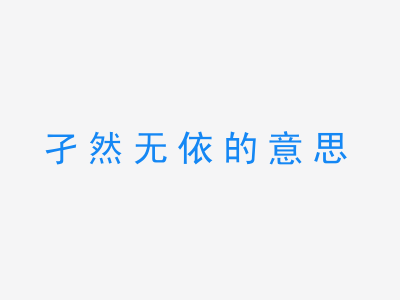 成语孑然无依的意思