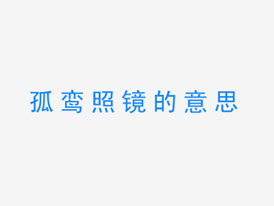 成语孤鸾照镜的意思