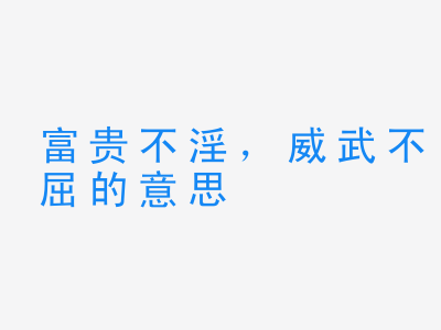 成语富贵不淫，威武不屈的意思