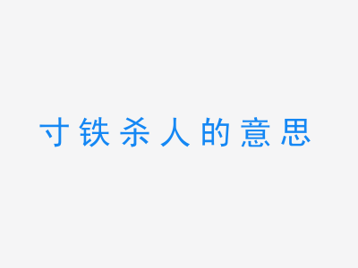 成语寸铁杀人的意思