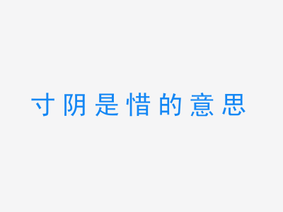 成语寸阴是惜的意思