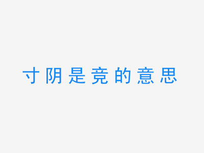 成语寸阴是竞的意思