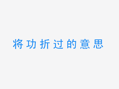 成语将功折过的意思