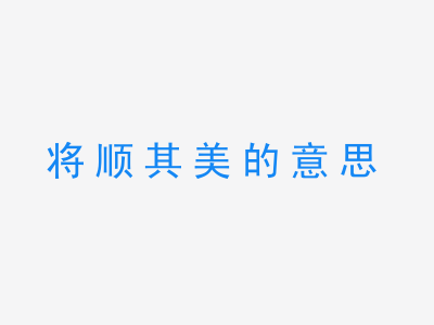 成语将顺其美的意思