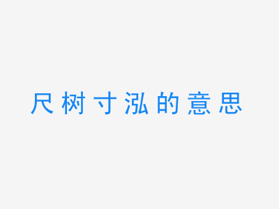 成语尺树寸泓的意思