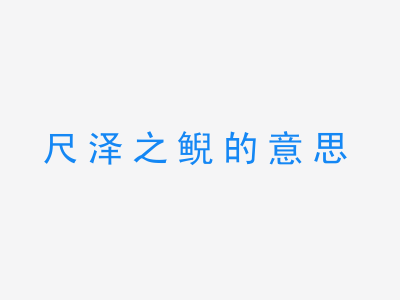 成语尺泽之鲵的意思