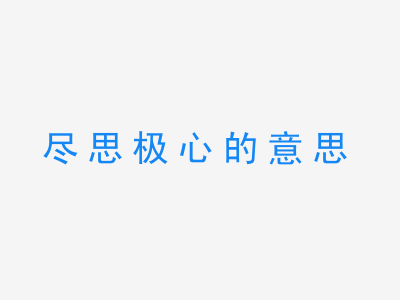 成语尽思极心的意思