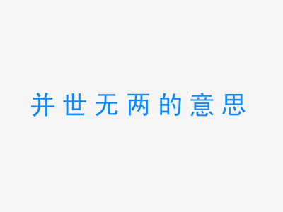 成语并世无两的意思