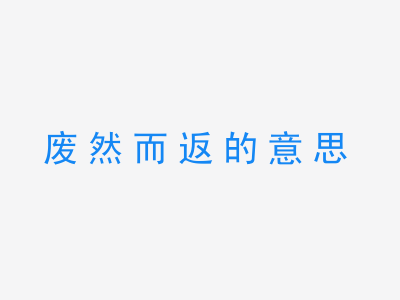 成语废然而返的意思