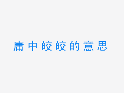 成语庸中皎皎的意思