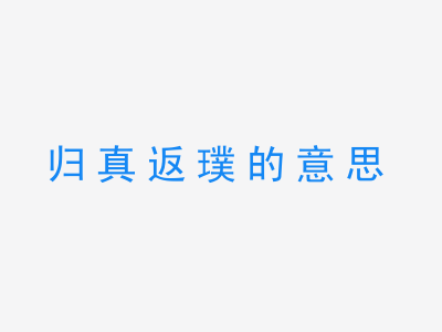 成语归真返璞的意思