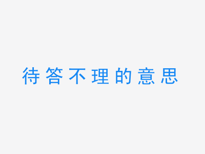 成语待答不理的意思