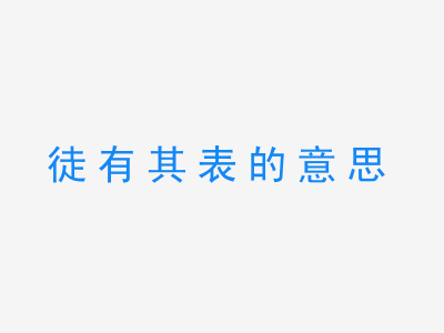 成语徒有其表的意思