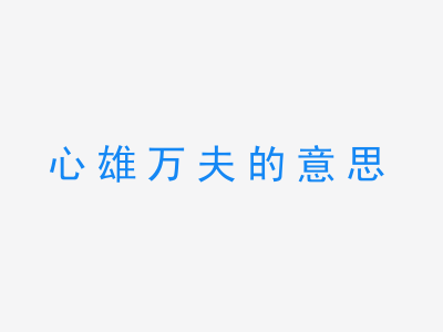 成语心雄万夫的意思