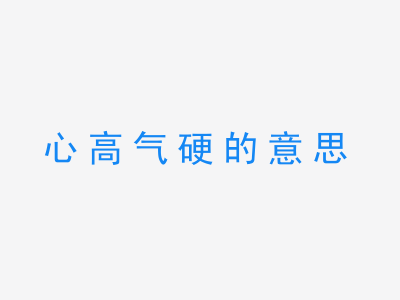 成语心高气硬的意思