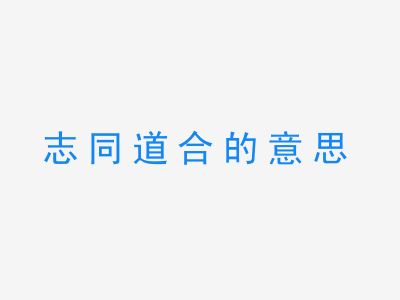 成语志同道合的意思