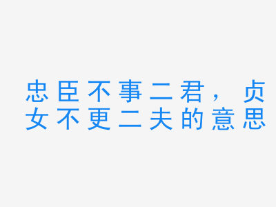 成语忠臣不事二君，贞女不更二夫的意思