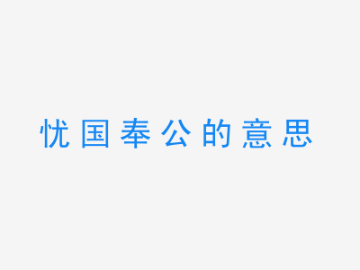 成语忧国奉公的意思