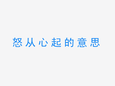 成语怒从心起的意思