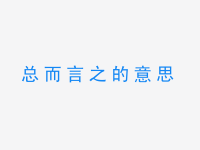 成语总而言之的意思