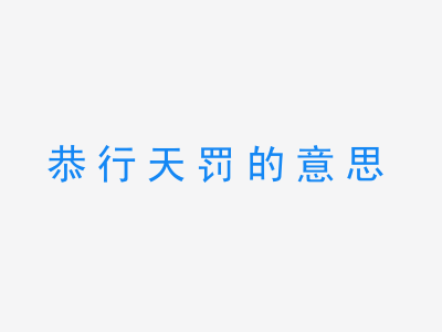 成语恭行天罚的意思