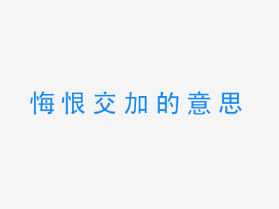 成语悔恨交加的意思