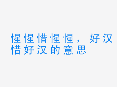 成语惺惺惜惺惺，好汉惜好汉的意思