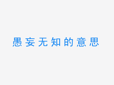 成语愚妄无知的意思