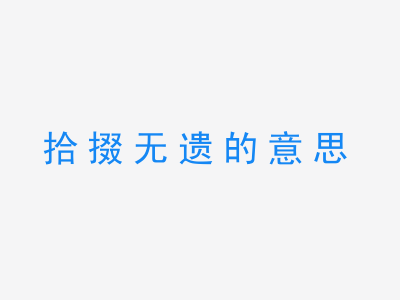 成语拾掇无遗的意思