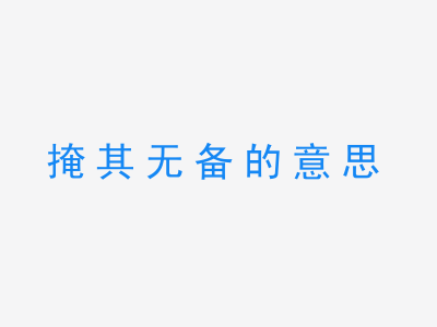 成语掩其无备的意思